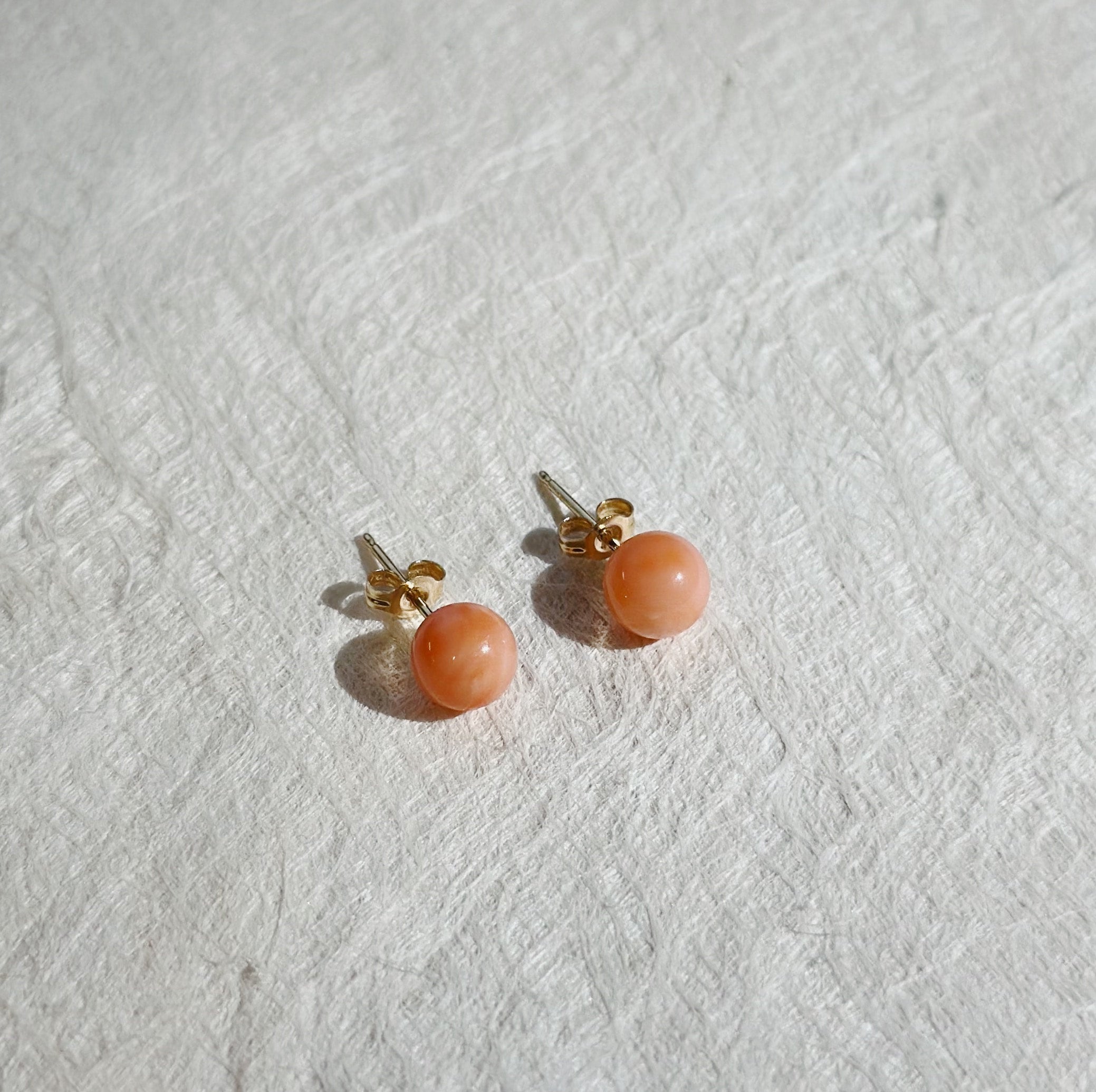 14K Pink Coral Studs Hana Hou