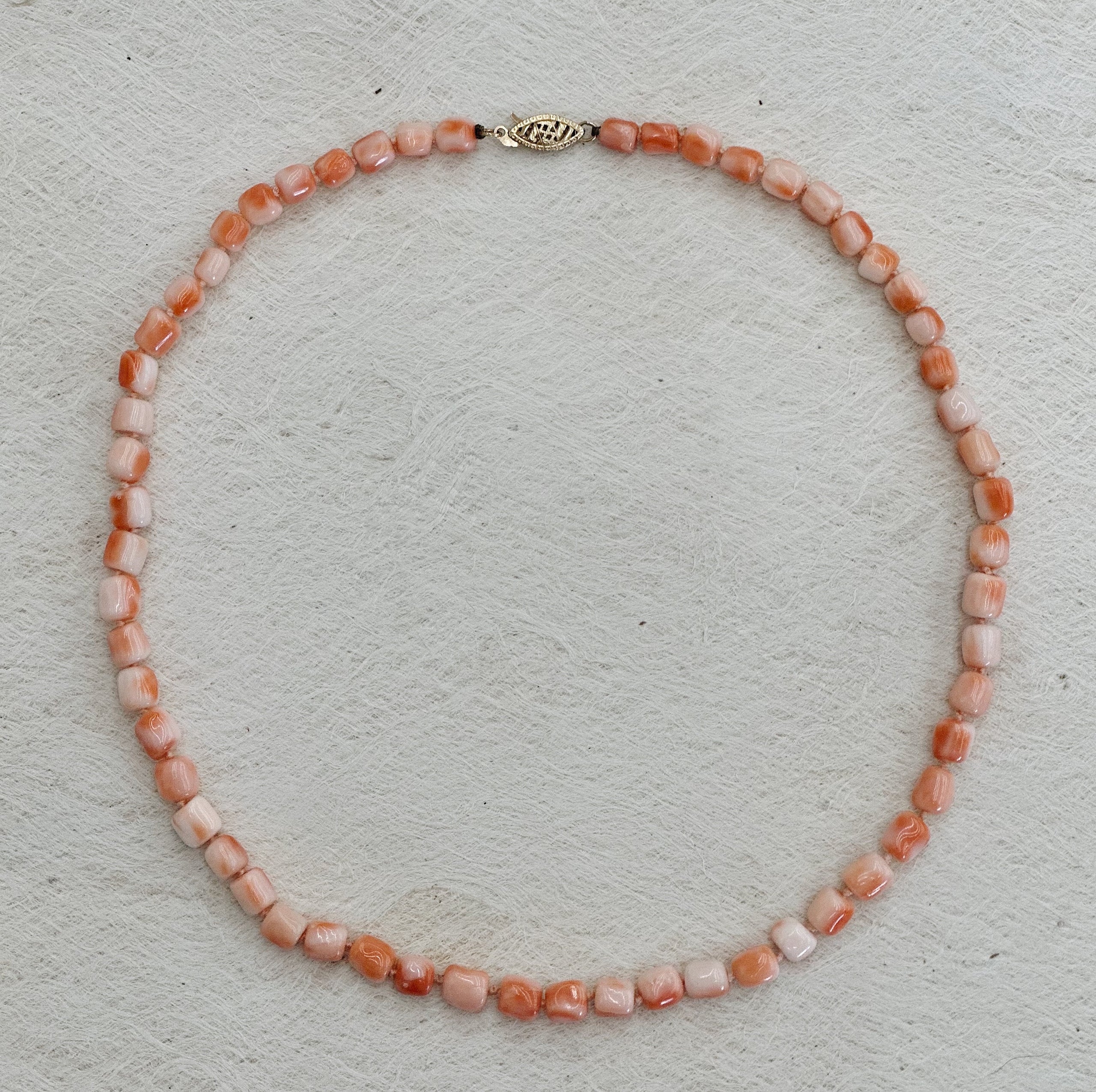 Pink coral bead necklace discount